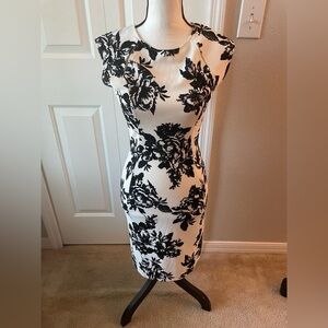 love...ady White Midi Dress with Black Floral Print